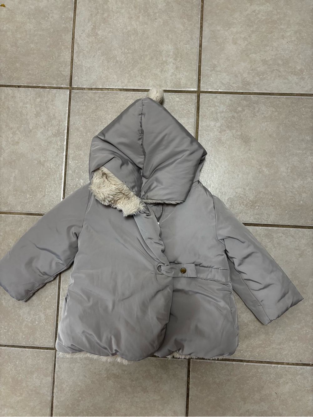 Zara Baby Outerwear Collection Puffer Faux Fur Lined Hooded Coat 16-24 months